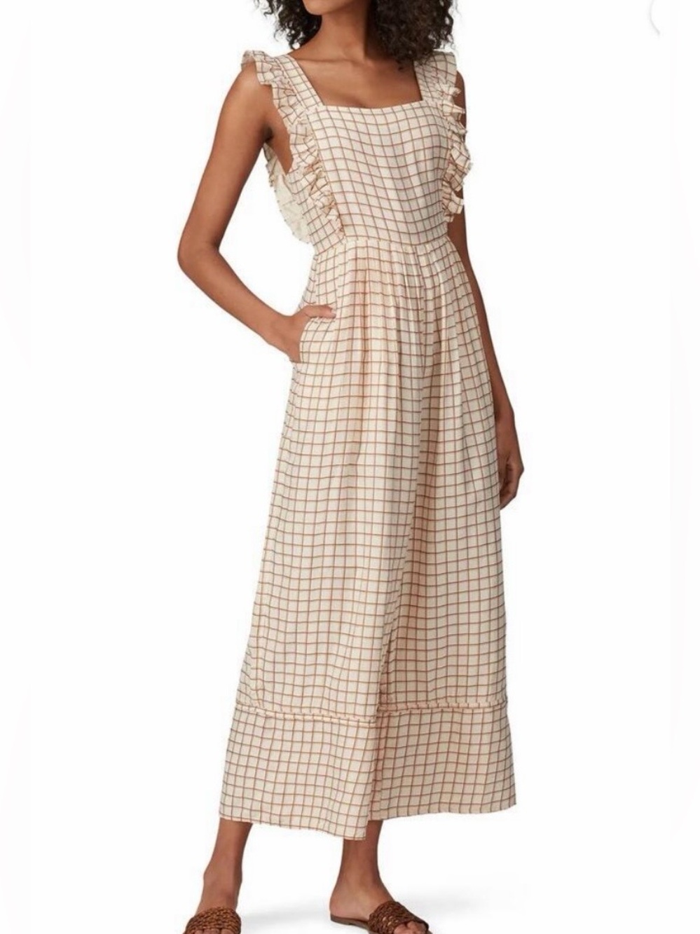 Sancia The Ines Windowpane Plaid Jumpsuit Sz L